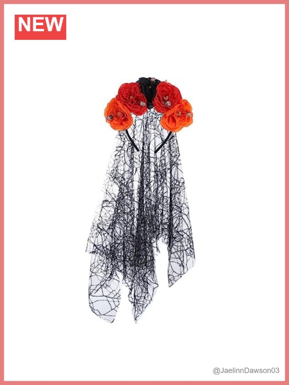 Bohemian Rose Flower Mesh Headband Skull Ghost Halloween Costume Hair Hoop